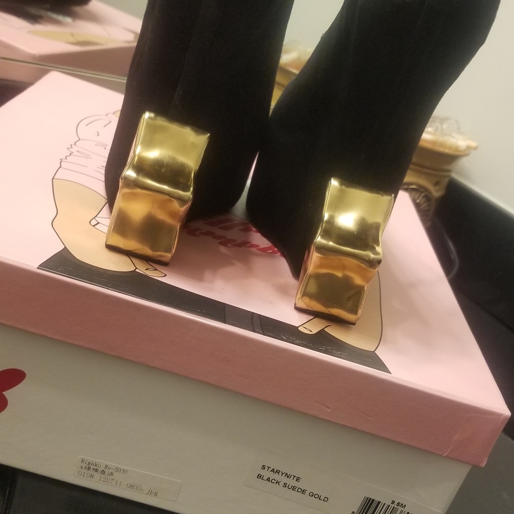 Jeffrey Campbell Black and Gold Star Heels - Picture 3 of 5